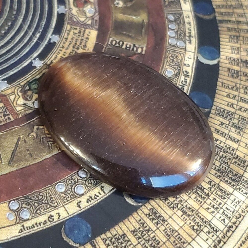 Large Brown XL Fiber Optic Cats Eye Glass 40x30mm Domed Oval Glass Cabochon